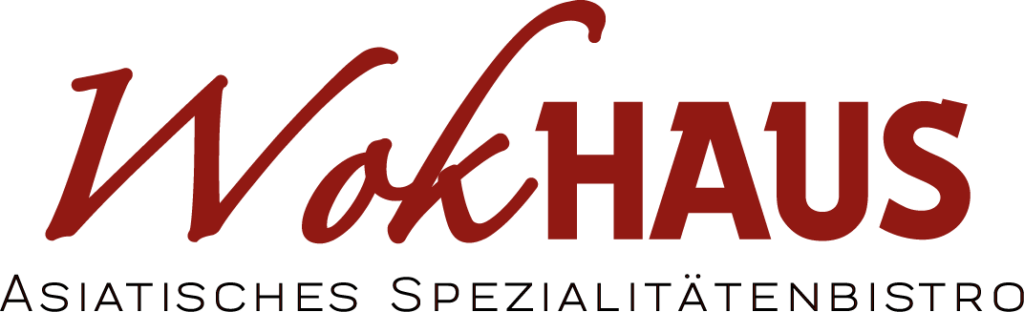 Logo mit dem Text "WokHAUS Asiatisches Spezialitätenbistro" in eleganten und modernen Schriftarten.
