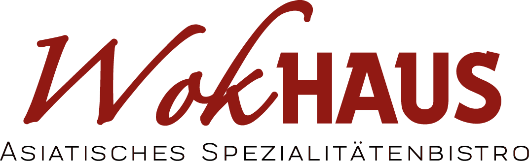 Logo mit dem Text "WokHAUS Asiatisches Spezialitätenbistro" in eleganten und modernen Schriftarten.